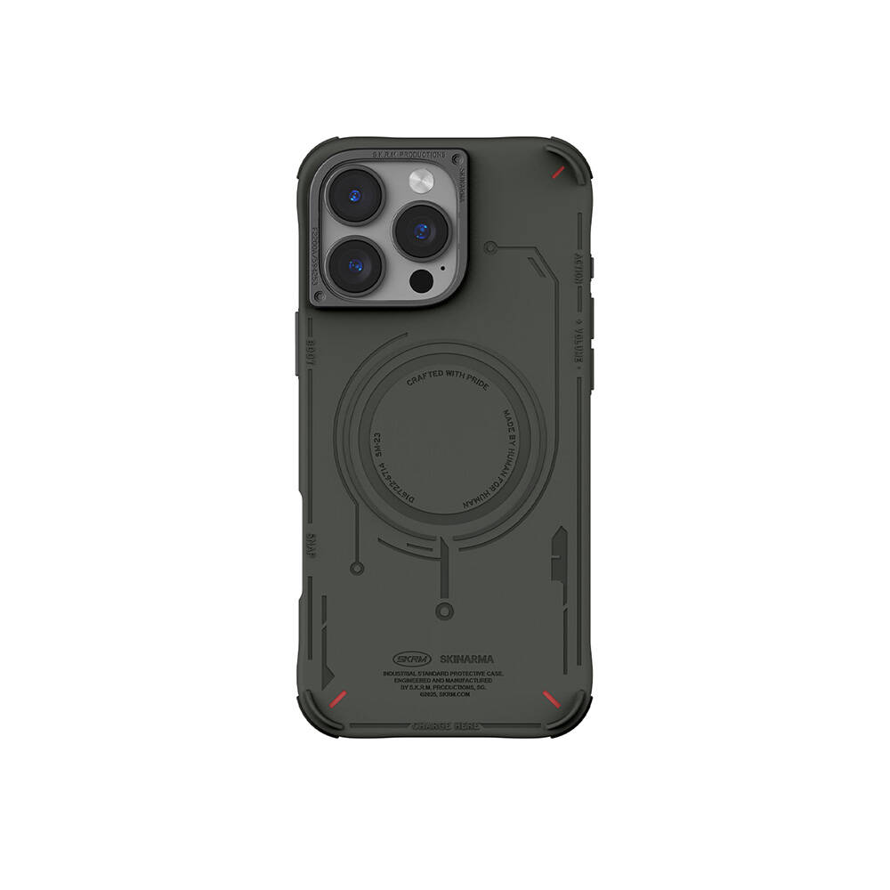 Apple iPhone 16 Pro Max Uyumlu Kılıf M-safe Şarj Özellikli Metal Kamera Çerçeveli Skinarma Mecha Serisi Kapak