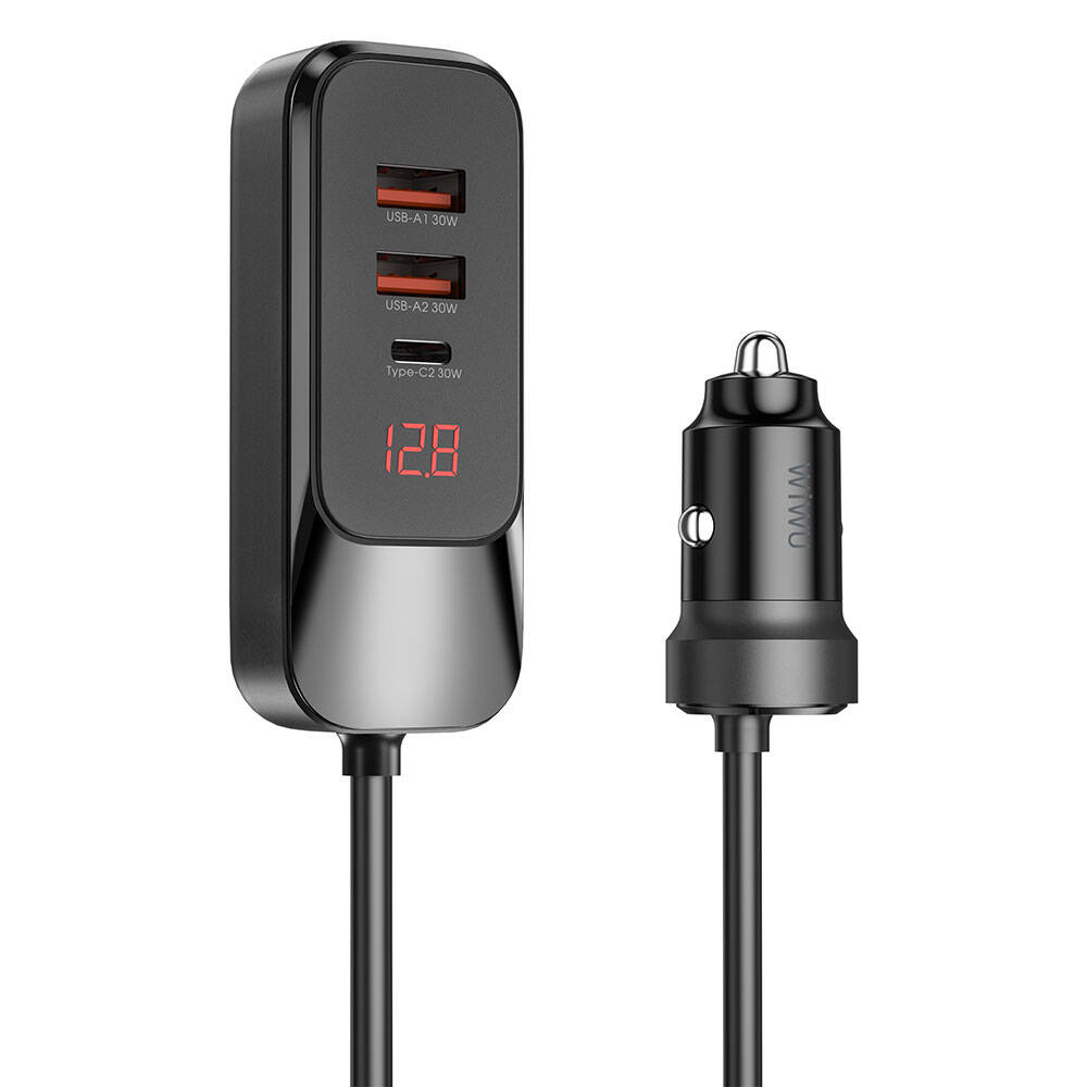 [RNZ-TA97920] Wiwu Wi-QC015 Extend Serisi Dual Type-C + Dual USB-A Hızlı Şarj Özellikli Harici Portlu Araç Şarj Aleti 120W