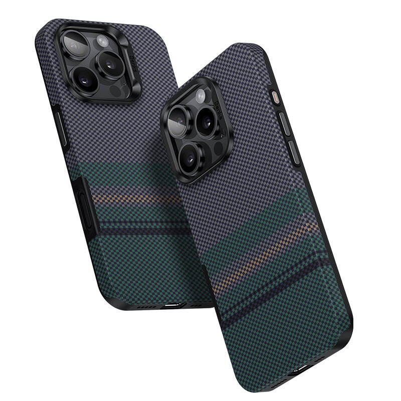 [RNZ-TA110649] Apple iPhone 16 Pro Uyumlu Kılıf M-safe Şarj Özellikli Karbon Fiber Tasarımlı Benks Aurora ArmorPro Kevlar Kapak