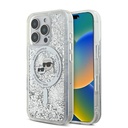 Apple iPhone 16 Pro Uyumlu Kılıf Karl Lagerfeld Orjinal Lisanslı M-safe Şarj Özellikli Sıvılı Simli KC Heads Kapak