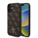Apple iPhone 16 Uyumlu Kılıf Guess Orjinal Lisanslı PU Deri 4G Desenli Üçgen Logolu Kapak