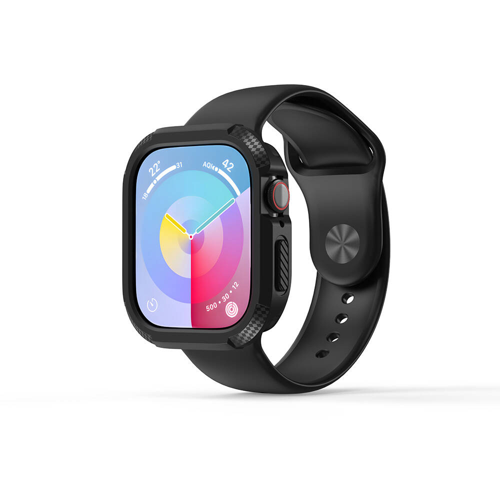[RNZ-TA110620] Apple Watch 10 46mm Uyumlu Silikon TPU Kasa Koruyucu Zore Watch Gard 17 (Siyah)