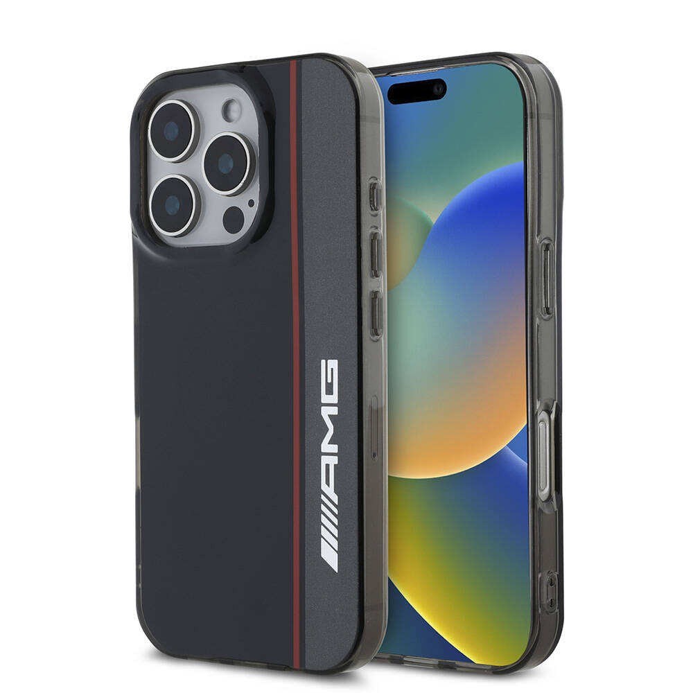 Apple iPhone 16 Pro Uyumlu Kılıf AMG Orjinal Lisanslı M-safe Şarj Özellikli IML Baskı Logolu Çift Katmanlı Bow Lines Kapak
