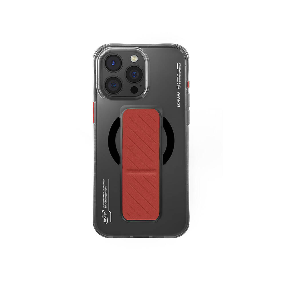 [ZTA110660] Apple iPhone 16 Pro Max Uyumlu Kılıf M-safe Şarj Özellikli Teknoloji Desenli Standlı Skinarma Axon Kapak (Siyah)