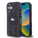 Apple iPhone 16 Uyumlu Kılıf Lacoste Orjinal Lisanslı M-safe Şarj Özellikli IML Baskılı Gümüş Timsah Logolu Monogram Kapak