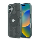 Apple iPhone 16 Uyumlu Kılıf Lacoste Orjinal Lisanslı M-safe Şarj Özellikli IML Baskılı Gümüş Timsah Logolu Monogram Kapak