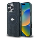 Apple iPhone 16 Pro Max Uyumlu Kılıf Lacoste Orjinal Lisanslı M-safe Şarj Özellikli IML Baskılı Gümüş Timsah Logolu Monogram Kapak