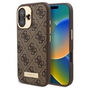 Apple iPhone 16 Uyumlu Kılıf Guess Orjinal Lisanslı M-safe Şarj Özellikli PU 4G Desenli Metal Plaka Klasik Logolu Kapak