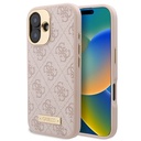 Apple iPhone 16 Uyumlu Kılıf Guess Orjinal Lisanslı M-safe Şarj Özellikli PU 4G Desenli Metal Plaka Klasik Logolu Kapak