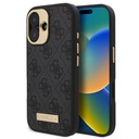 Apple iPhone 16 Uyumlu Kılıf Guess Orjinal Lisanslı M-safe Şarj Özellikli PU 4G Desenli Metal Plaka Klasik Logolu Kapak