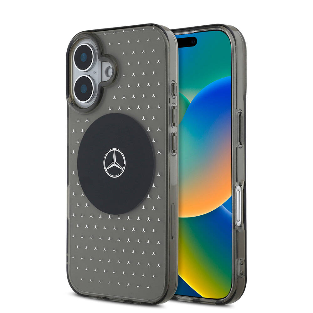 Apple iPhone 16 Uyumlu Kılıf Mercedes Benz Orjinal Lisanslı M-safe Şarj Özellikli Yıldız Desenli Transparan Kapak