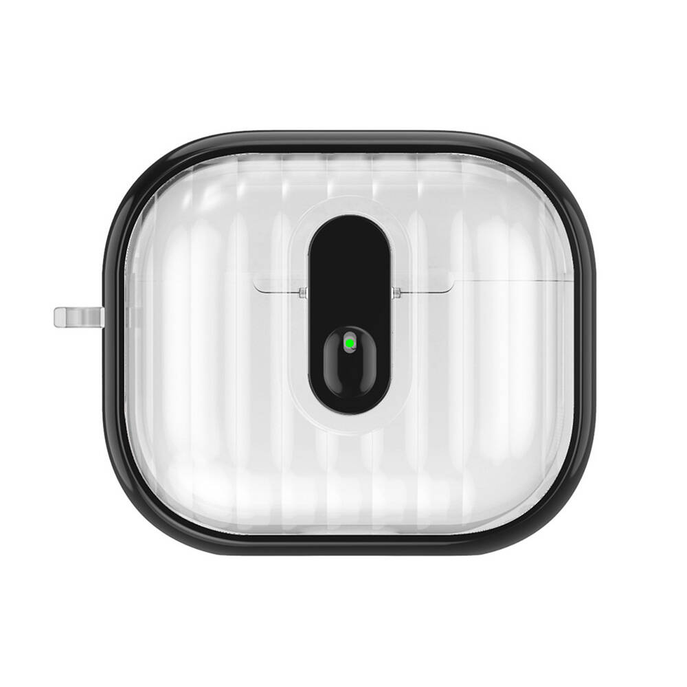 [RNZ-TA110695] Airpods 4 Kılıf Kenarları Renkli Şeffaf Dilimli Silikon Zore Airbag 40 Kılıf (Siyah)