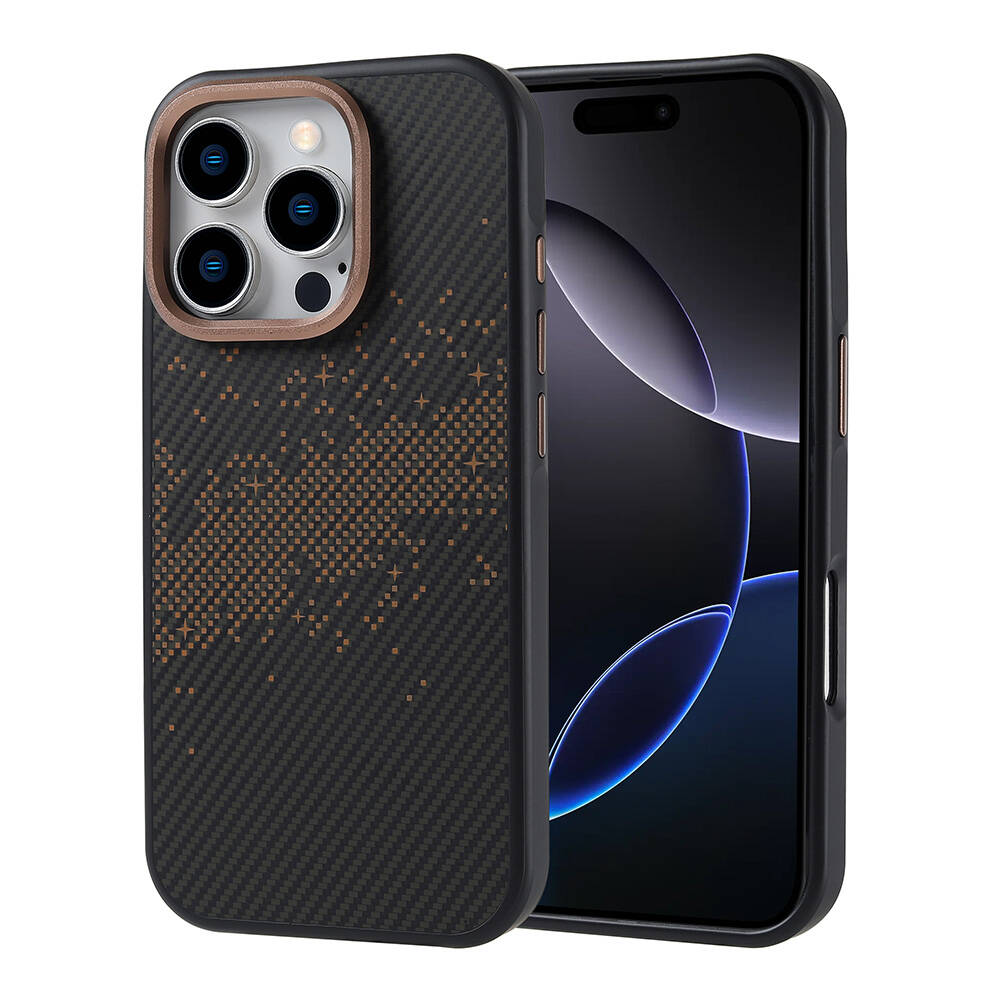 Apple iPhone 16 Pro Uyumlu Kılıf M-safe Şarj Özellikli Karbon Fiber Tasarımlı Zore Vave Kapak