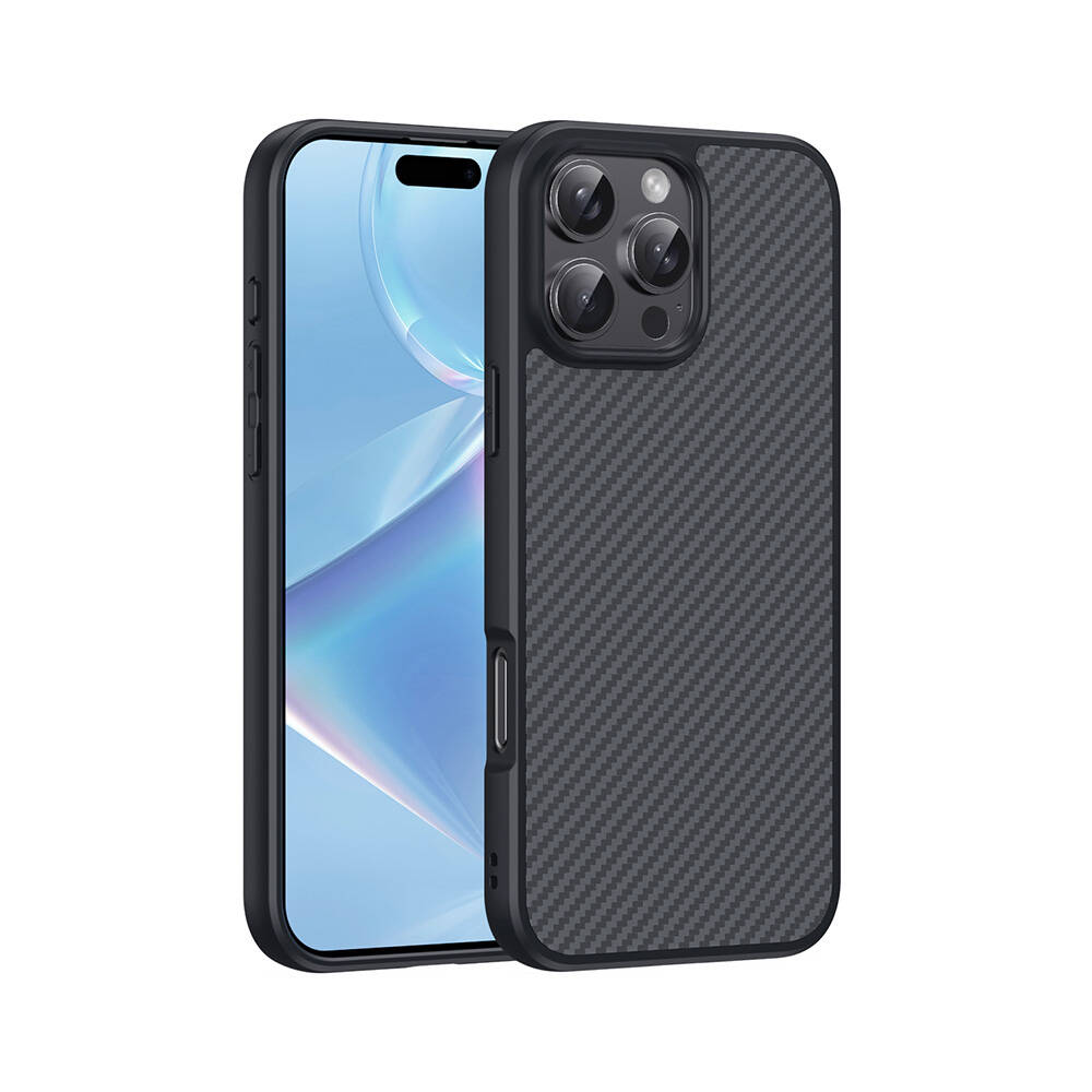 [RNZ-TA110705] Apple iPhone 16 Pro Uyumlu Kılıf M-safe Şarj Özellikli Karbon Fiber Tasarımlı Zore Elnino Kapak
