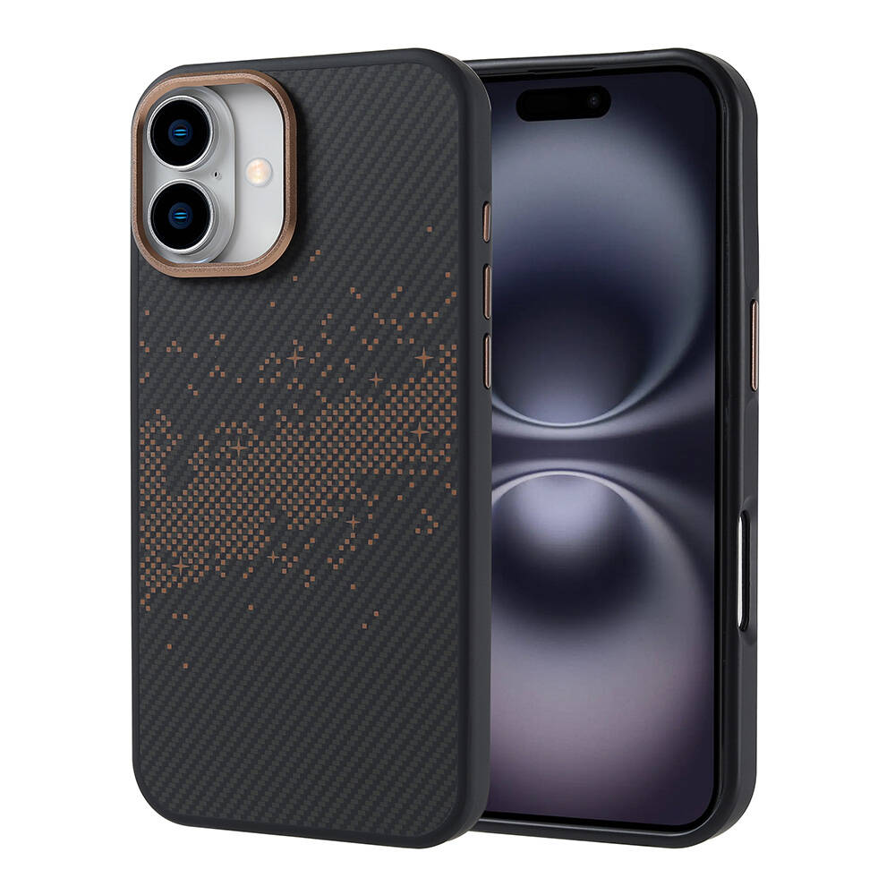 Apple iPhone 16 Plus Uyumlu Kılıf M-safe Şarj Özellikli Karbon Fiber Tasarımlı Zore Vave Kapak