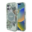 Apple iPhone 16 Plus Uyumlu Kılıf Guess Orjinal Lisanslı M-safe Şarj Özellikli IML Baskılı Çiçek İnci Bileklikli Kapak