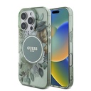 Apple iPhone 16 Pro Max Uyumlu Kılıf Guess Orjinal Lisanslı M-safe Şarj Özellikli IML Baskılı Çiçek İnci Bileklikli Kapak