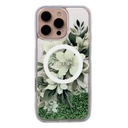 Apple iPhone 16 Pro Max Uyumlu Kılıf Guess Orjinal Lisanslı M-safe Şarj Özellikli Sıvılı Simli Çiçek Desenli Kapak