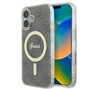 Apple iPhone 16 Uyumlu Kılıf Guess Orjinal Lisanslı M-safe Şarj Özellikli Yazı Logolu 4G Desenli Kapak