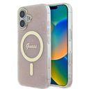 Apple iPhone 16 Uyumlu Kılıf Guess Orjinal Lisanslı M-safe Şarj Özellikli Yazı Logolu 4G Desenli Kapak