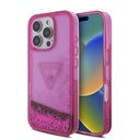 Apple iPhone 16 Pro Uyumlu Kılıf Guess Orjinal Lisanslı Transparan Sıvılı Simli Dizayn Kapak