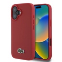 Apple iPhone 16 Plus Uyumlu Kılıf Lacoste Orjinal Lisanslı PU Pike Desenli Arka Yüzey İkonik Timsah Dokuma Logolu Kapak