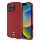 Apple iPhone 16 Pro Uyumlu Kılıf Lacoste Orjinal Lisanslı PU Pike Desenli Arka Yüzey İkonik Timsah Dokuma Logolu Kapak
