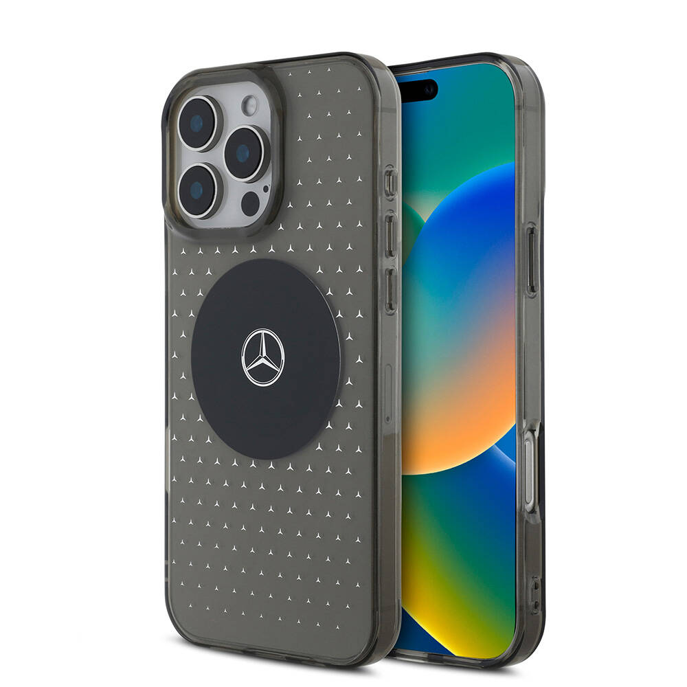 [ZTA110060] Apple iPhone 16 Pro Uyumlu Kılıf Mercedes Benz Orjinal Lisanslı M-safe Şarj Özellikli Yıldız Desenli Transparan Kapak