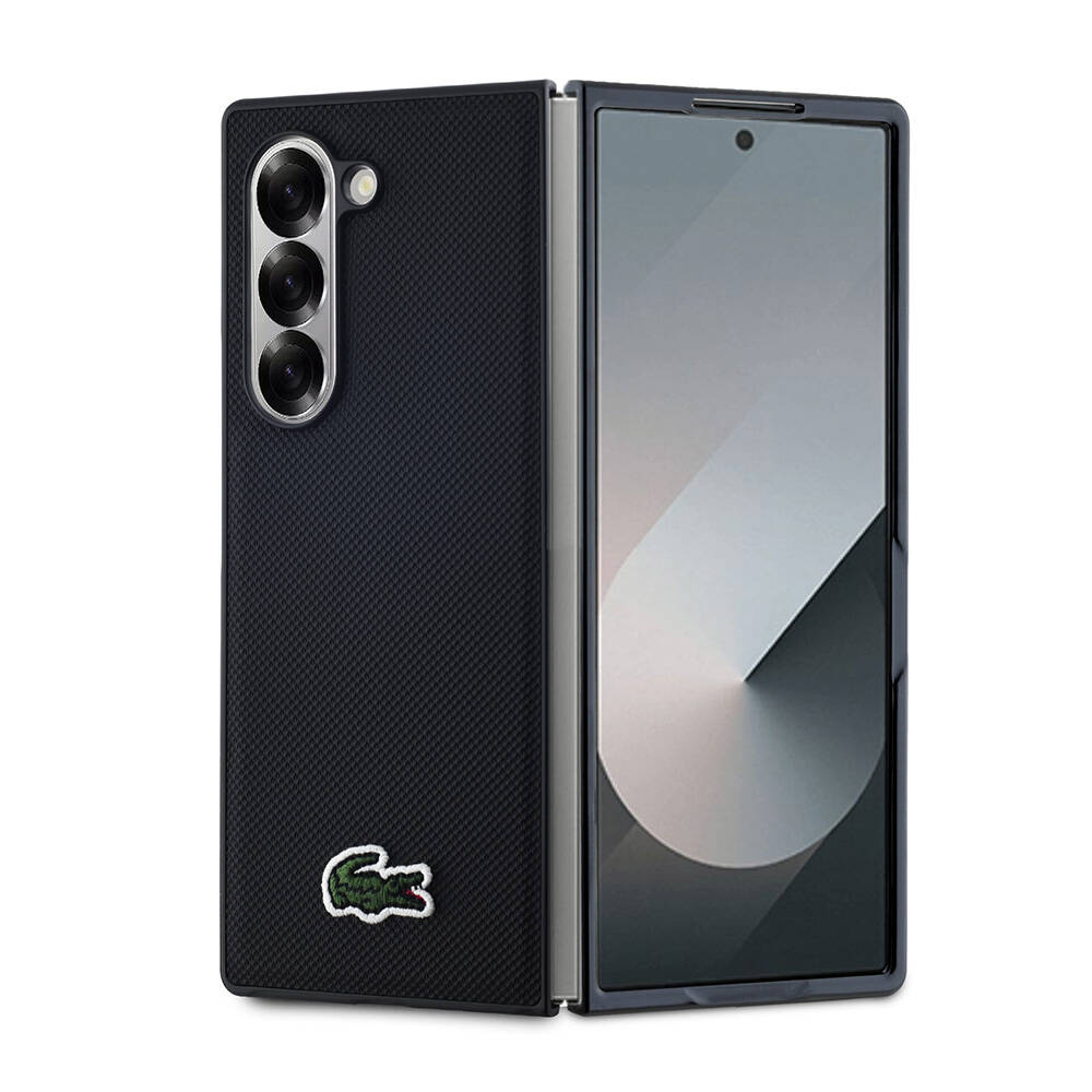 Samsung Galaxy Z Fold 6 Uyumlu Kılıf Lacoste Orjinal Lisanslı PU Pike Desenli Arka Yüzey İkonik Timsah Dokuma Logolu Kapak