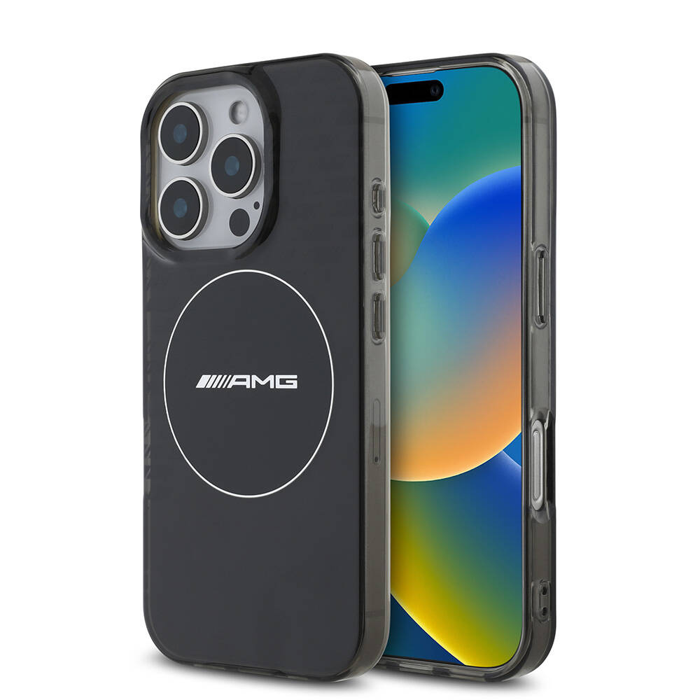 Apple iPhone 16 Pro Max Uyumlu Kılıf AMG Orjinal Lisanslı M-safe Şarj Özellikli IML Baskı Logolu Smoked Kapak