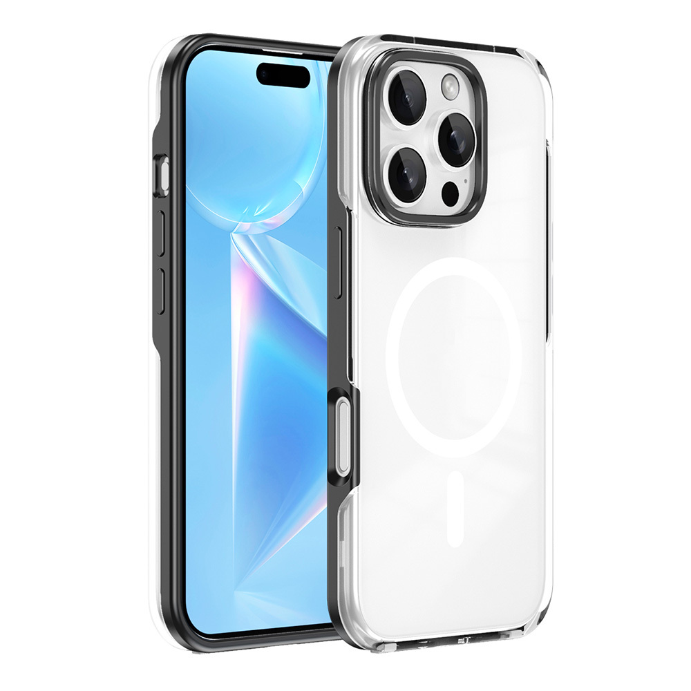 [RNZ-TA110814] Apple iPhone 16 Pro Max Uyumlu Kılıf M-safe Şarj Özellikli Çıkarılabilir Arka Yüzeyli Zore Polar Kapak (Siyah)