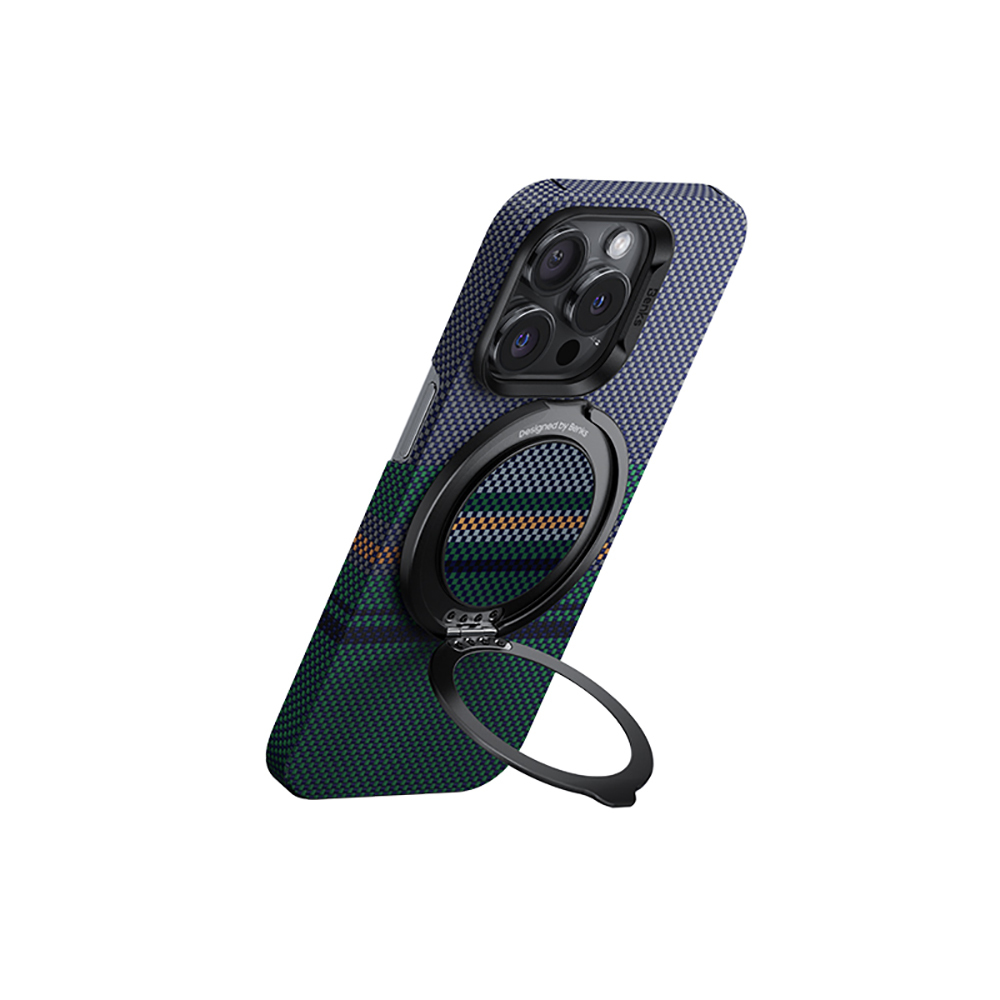 [RNZ-TA110824] Benks Magnetik Özellikli 360 Derece Dönebilen Aurora Green Kevlar Tasarımlı Parmak Ring Stand