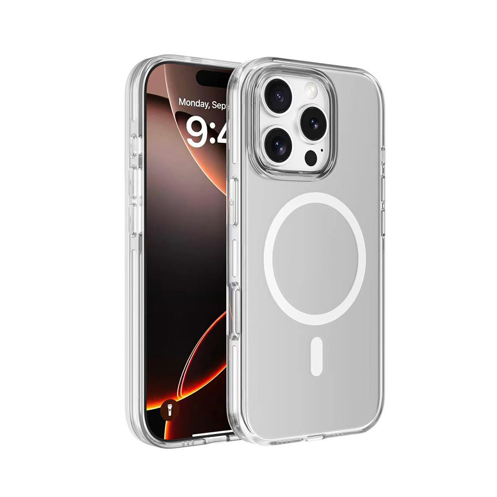 [RNZ-TA111214] Apple iPhone 16 Pro Uyumlu Kılıf M-safe Şarj Özellikli Kamera Korumalı Zore Kripto Kapak (Şeffaf)