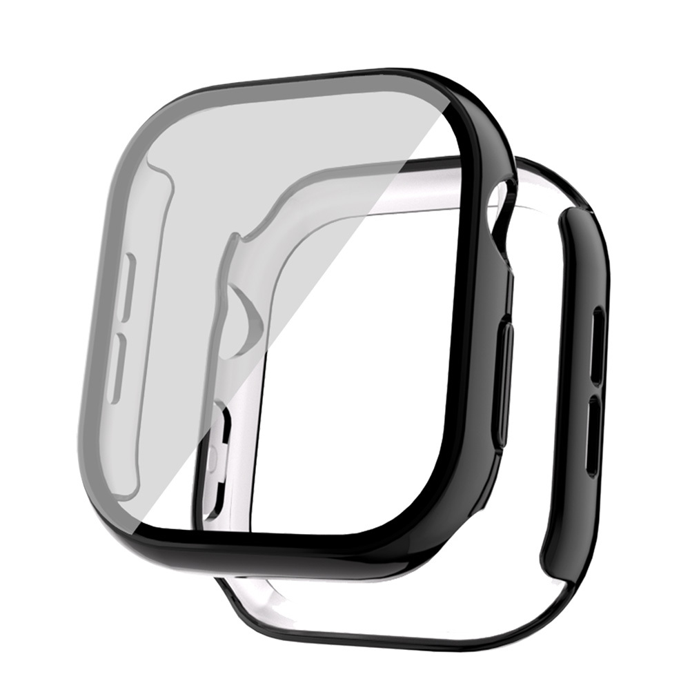 [RNZ-TA111252] Apple Watch 10 42mm Uyumlu Sert PC Kasa Electroplatink Çerçeveli Ekran Koruyucu Zore Watch Gard 36 (Siyah)