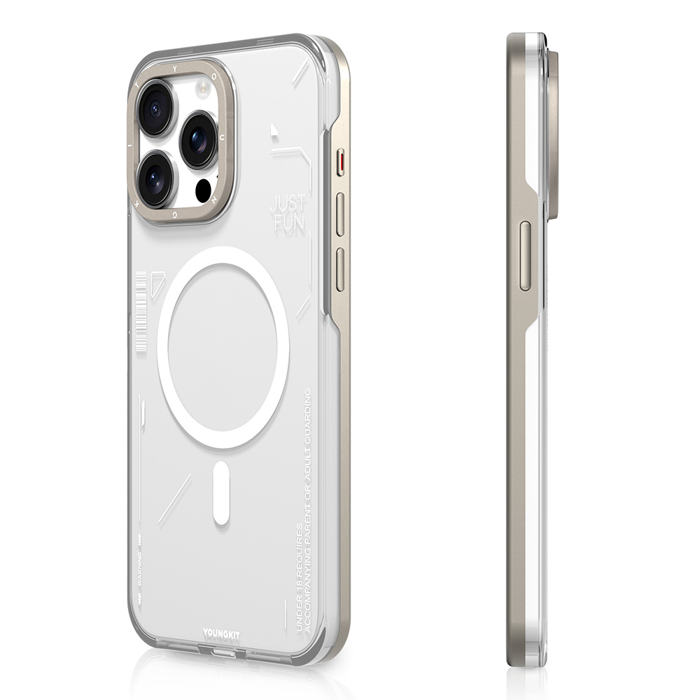 Apple iPhone 16 Pro Uyumlu Kılıf M-safe Şarj Özellikli Çıkarılabilir Arka Yüzeyli Youngkit Mecha Kapak