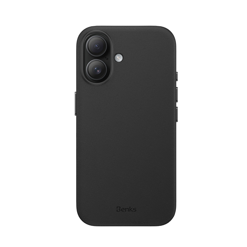 [RNZ-TA111531] Apple iPhone 16 Uyumlu Kılıf M-safe Şarj Özellikli Çizilmeye Dayanıklı Benks VitaPro Serisi PU Deri Kapak (Siyah)
