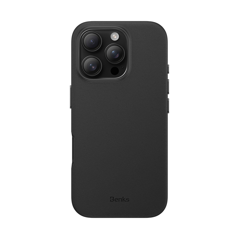 [RNZ-TA111538] Apple iPhone 16 Pro Max Uyumlu Kılıf M-safe Şarj Özellikli Çizilmeye Dayanıklı Benks VitaPro Serisi PU Deri Kapak (Siyah)