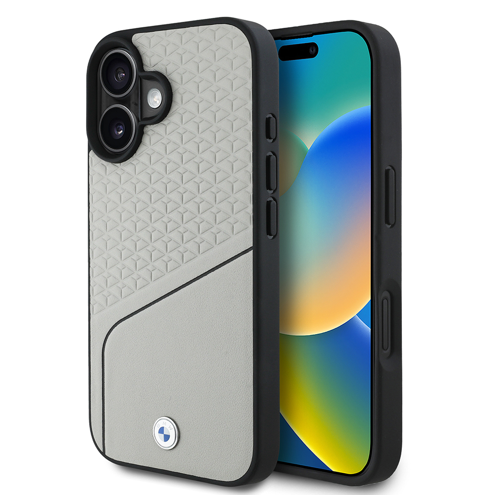 Apple iPhone 16 Uyumlu Kılıf BMW Orjinal Lisanslı M-safe Şarj Özellikli Metal Logolu Dokulu ve Çizgili Deri Kapak