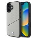 Apple iPhone 16 Uyumlu Kılıf BMW Orjinal Lisanslı M-safe Şarj Özellikli Metal Logolu Dokulu ve Çizgili Deri Kapak