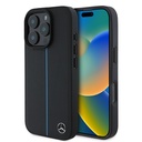 Apple iPhone 16 Pro Max Uyumlu Kılıf Mercedes Benz Orjinal Lisanslı M-safe Şarj Özellikli Metal Yıldız Logolu Mavi Çizgili Deri Kapak