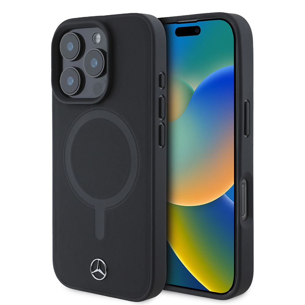 [RNZ-TA111035] Apple iPhone 16 Pro Max Uyumlu Kılıf Mercedes Benz M-safe Şarj Özellikli Yumuşak Deri Orjinal Lisanslı Kapak