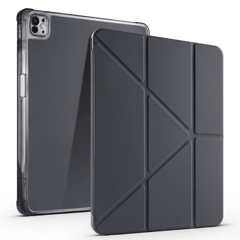 [RNZ-TA108765] Apple iPad Air 13 2024 Uyumlu Kılıf Zore Tri Folding Kalem Bölmeli Standlı Kılıf (Siyah)