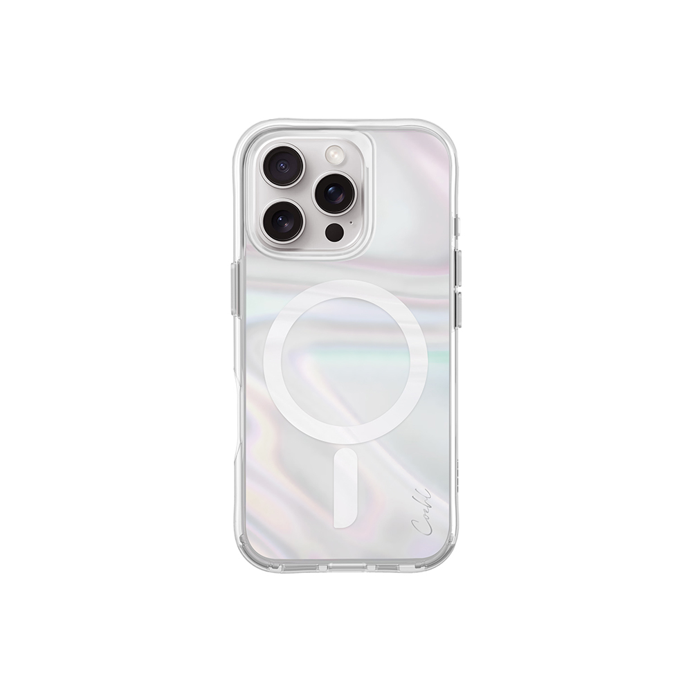 Apple iPhone 16 Pro Uyumlu Kılıf M-safe Şarj Özellikli Holografik Şeffaf Arka Yüzey Coehl Savon Kapak