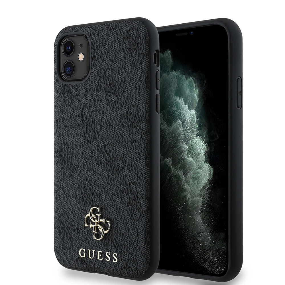 [RNZ-TA111828] Apple iPhone 12 Uyumlu Kılıf Guess Orjinal Lisanslı M-safe Şarj Özellikli Small 4G Classic Kapak (Siyah)