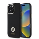 Apple iPhone 16 Pro Max Uyumlu Kılıf Guess Orjinal Lisanslı Yazı ve Taşlı 4G Logolu Metal Kamera Çerçeveli Silikon Kapak