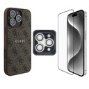 Apple iPhone 16 Pro Uyumlu Guess Orjinal Lisanslı Kılıf + Ekran Koruyucu + Lens Koruyucu 3in1 Aksesuar Seti