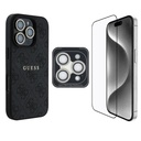 Apple iPhone 16 Pro Uyumlu Guess Orjinal Lisanslı Kılıf + Ekran Koruyucu + Lens Koruyucu 3in1 Aksesuar Seti