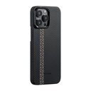 Apple iPhone 15 Pro Max Uyumlu Kılıf M-safe Şarj Özellikli 600D Aramid Fiber Pitaka Tactile Woven Orchestra Serisi Rhapsody Kapak