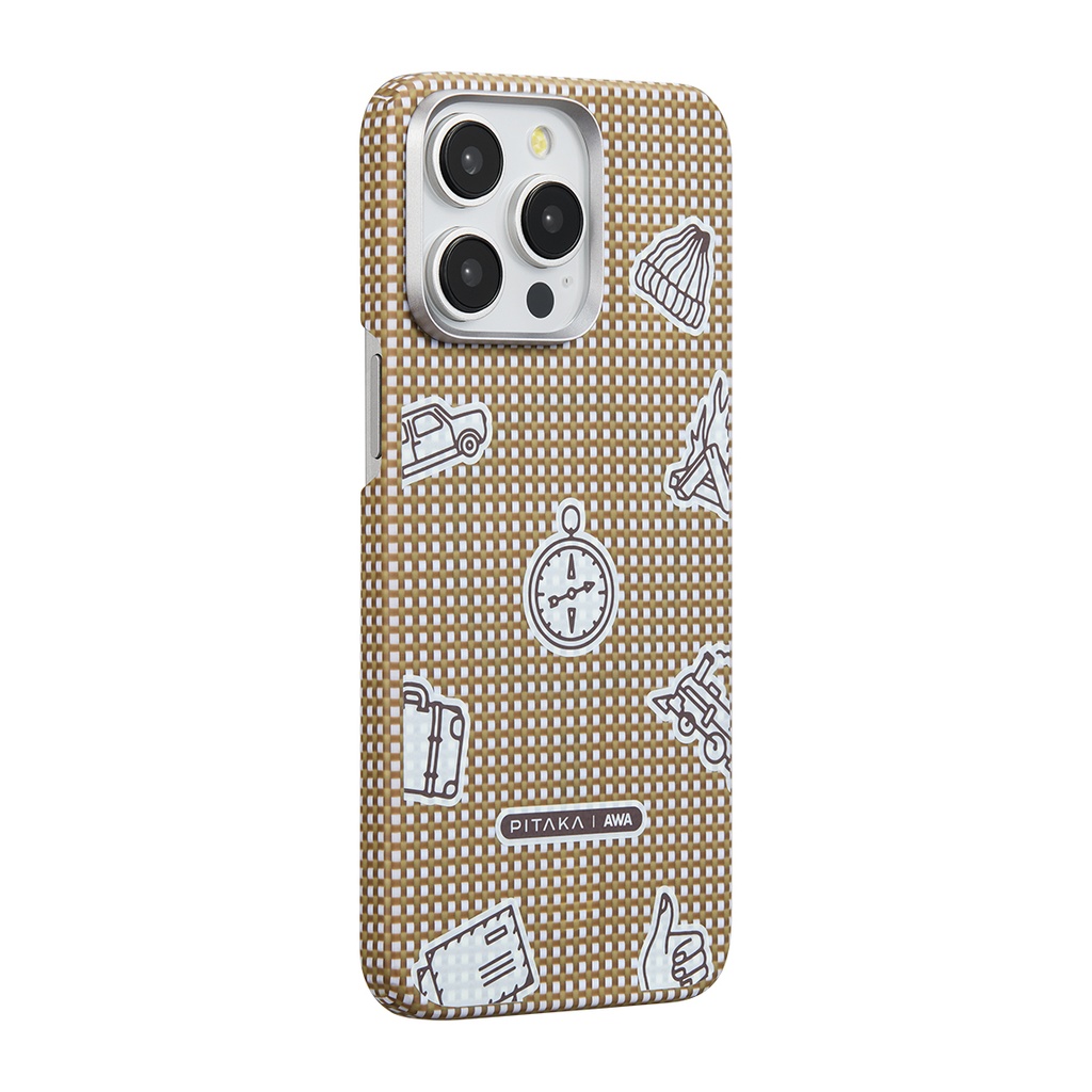[RNZ-TA112053] Apple iPhone 15 Pro Uyumlu Kılıf M-safe Şarj Özellikli Awa Tasarımlı 1500D Aramid Fiber Pitaka Ultra-Slim Classic Serisi Canyon Kapak