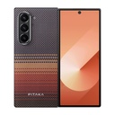 Samsung Galaxy Z Fold 6 Uyumlu Kılıf M-safe Şarj Özellikli Aramid Fiber Pitaka Tactile Woven Sunset-Moonrise Serisi Sunset Kapak